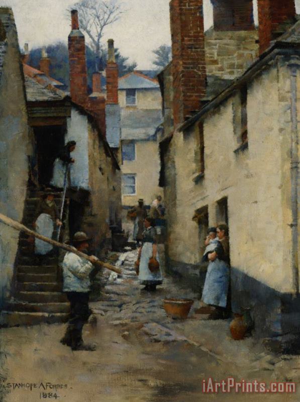 Old Newlyn painting - Stanhope Alexander Forbes Old Newlyn Art Print