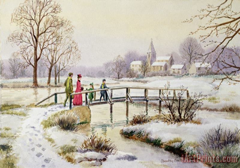 Footbridge In Winter painting - Stanley Cooke Footbridge In Winter Art Print