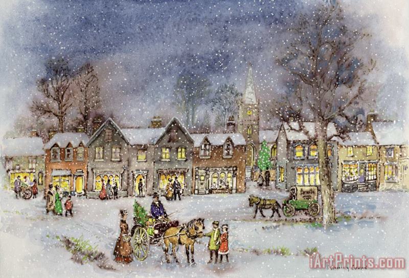 Stanley Cooke Village Street In The Snow Art Print