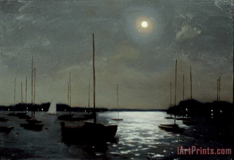 Moonlight Sail painting - Steven J Levin Moonlight Sail Art Print