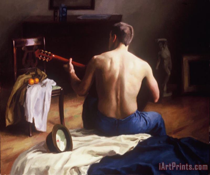 The Guitar Player painting - Steven J Levin The Guitar Player Art Print