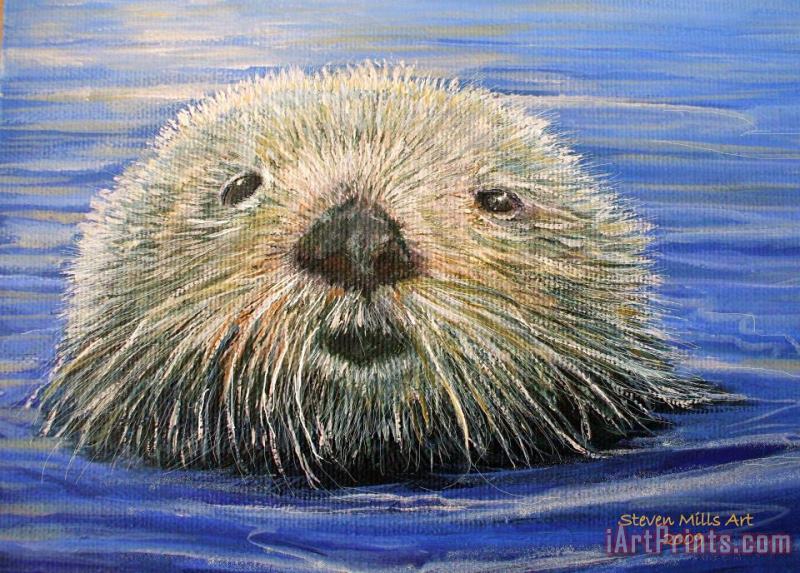 California Otter painting - Steven Mills California Otter Art Print