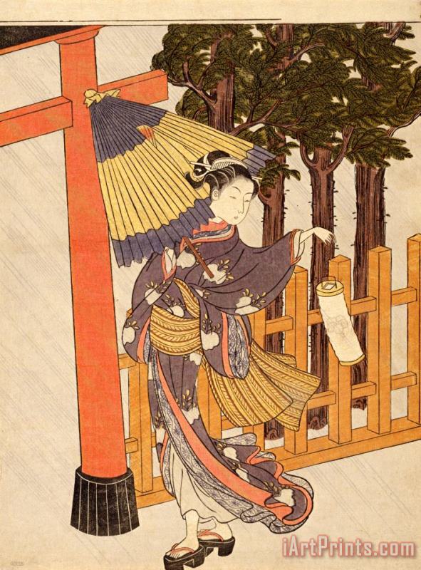 Woman Visiting The Shrine in The Night painting - Suzuki Harunobu Woman Visiting The Shrine in The Night Art Print