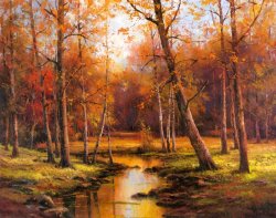 T. C. Chiu Meadow Stream painting