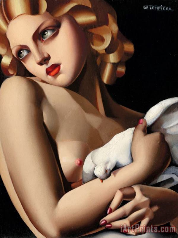 Femme a La Colombe, 1931 painting - tamara de lempicka Femme a La Colombe, 1931 Art Print