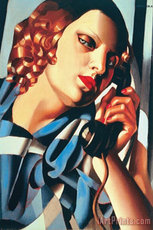 Le Telephone Ii painting - tamara de lempicka Le Telephone Ii Art Print