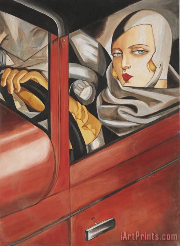 Self Portrait with Bugatti painting - tamara de lempicka Self Portrait with Bugatti Art Print