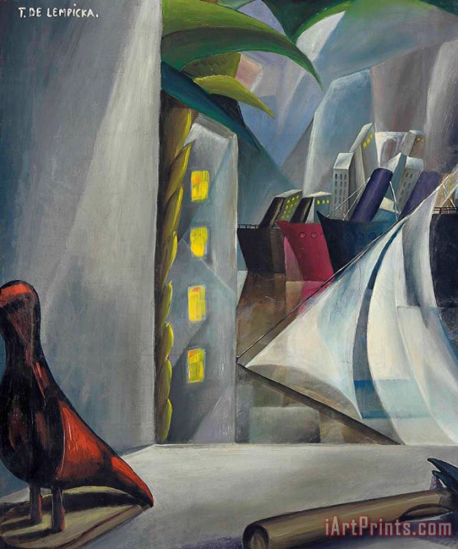 Un Port Sous La Lune painting - tamara de lempicka Un Port Sous La Lune Art Print