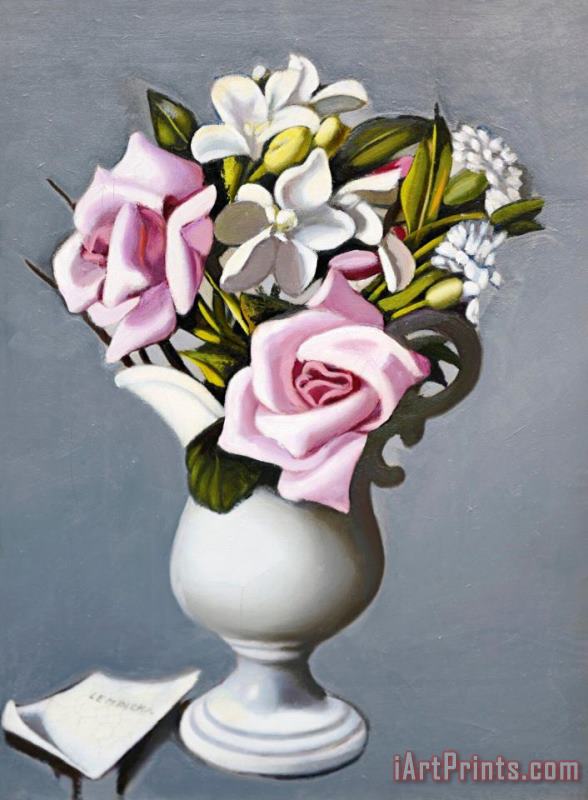 Vase with Flowers painting - tamara de lempicka Vase with Flowers Art Print
