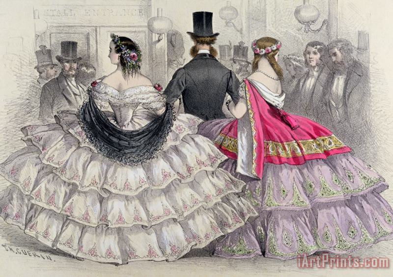 TH Guerin Ladies Wearing Crinolines At The Royal Italian Opera Art Print