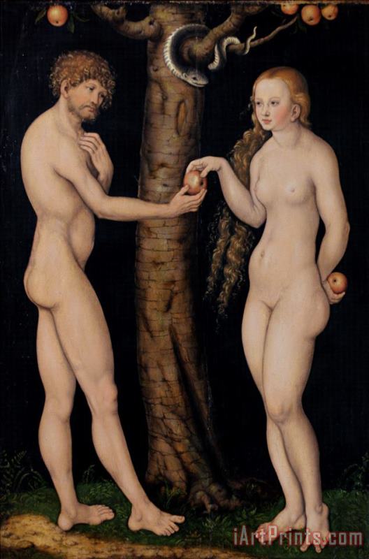 Adam and Eve in the Garden of Eden painting - The Elder Lucas Cranach Adam and Eve in the Garden of Eden Art Print