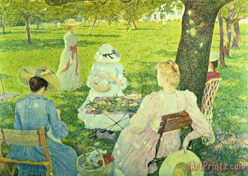 Theo van Rysselberghe Family in the Orchard Art Painting