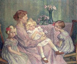 Theo van Rysselberghe Madame van de Velde and her Children painting