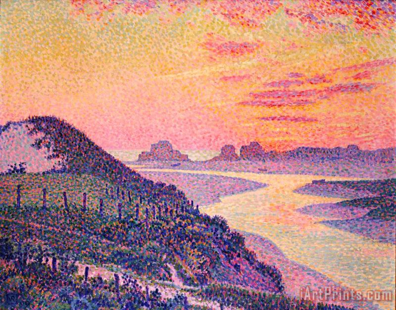 Sunset at Ambleteuse Pas-de-Calais painting - Theo van Rysselberghe Sunset at Ambleteuse Pas-de-Calais Art Print