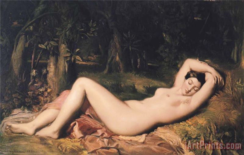 Bather Sleeping Near a Spring painting - Theodore Chasseriau Bather Sleeping Near a Spring Art Print