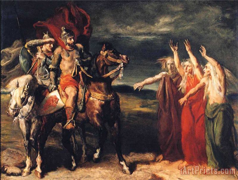 Macbeth And Banquo Encountering The Three Witches on The Heath painting - Theodore Chasseriau Macbeth And Banquo Encountering The Three Witches on The Heath Art Print