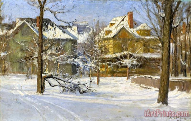 16th Street, Indianapolis in Snow painting - Theodore Clement Steele 16th Street, Indianapolis in Snow Art Print