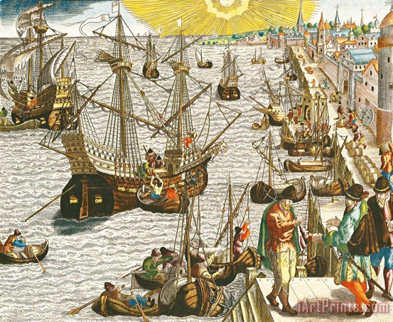 Departure From Lisbon For Brazil painting - Theodore de Bry Departure From Lisbon For Brazil Art Print