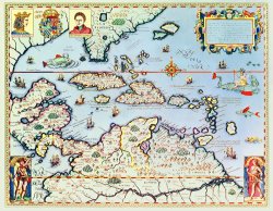 Theodore de Bry Map of the Caribbean islands and the American state of Florida