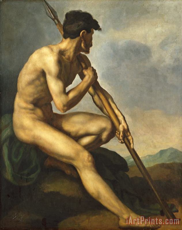 Nude Warrior With A Spear painting - Theodore Gericault Nude Warrior With A Spear Art Print