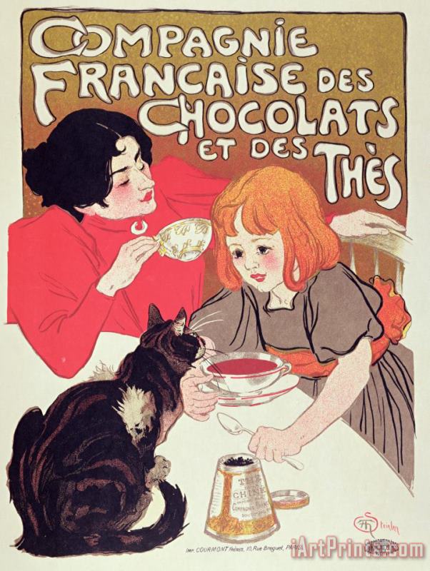 Theophile Alexandre Steinlen Poster Advertising The Compagnie Francaise Des Chocolats Et Des Thes Art Painting