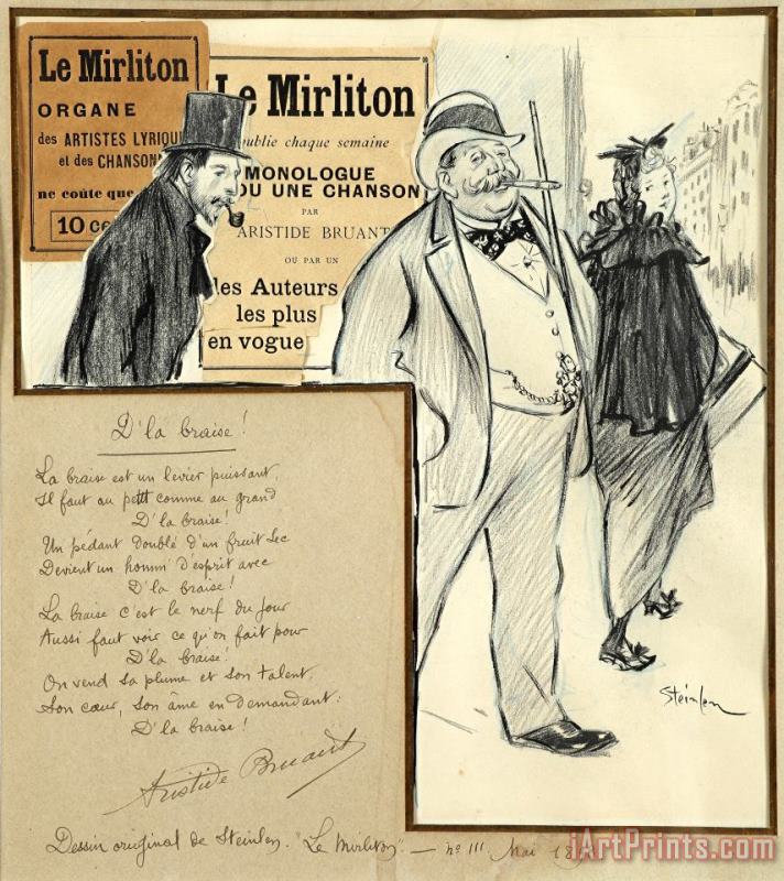 Study for The Cover of The Journal Le Mirliton (the Kazoo) painting - Theophile Alexandre Steinlen Study for The Cover of The Journal Le Mirliton (the Kazoo) Art Print