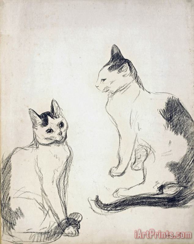 The Two Cats painting - Theophile Alexandre Steinlen The Two Cats Art Print