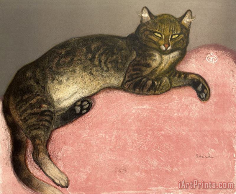 Theophile Alexandre Steinlen Winter Cat on a Cushion (l'hiver, Chat Sur Un Coussin) Art Painting