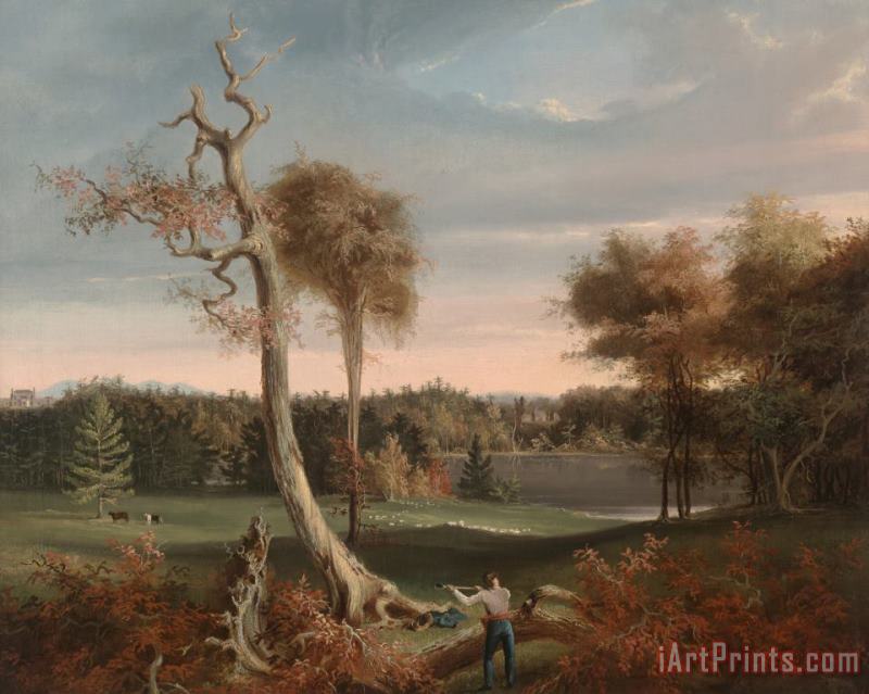 Thomas Cole The Woodchopper, Lake Featherstonhaugh Art Painting
