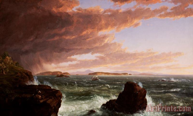 Thomas Cole View across Frenchman's Bay from Mt. Desert Island after a squall Art Print