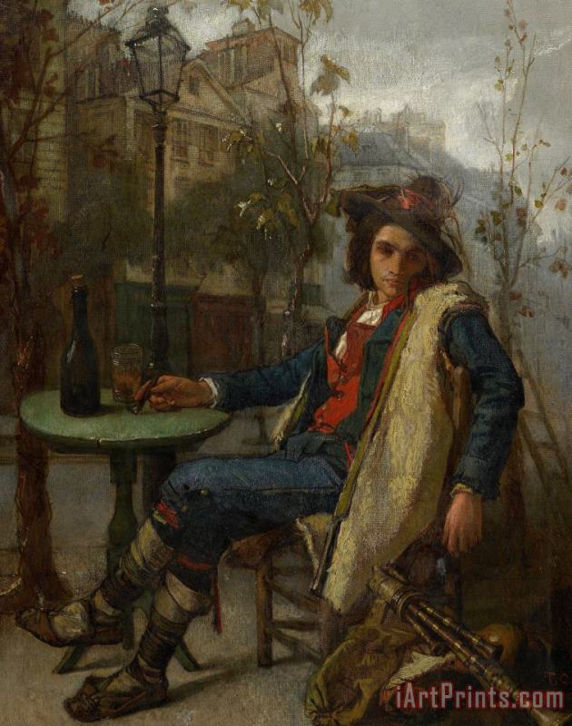 Thomas Couture Young Italian Street Musician Art Painting