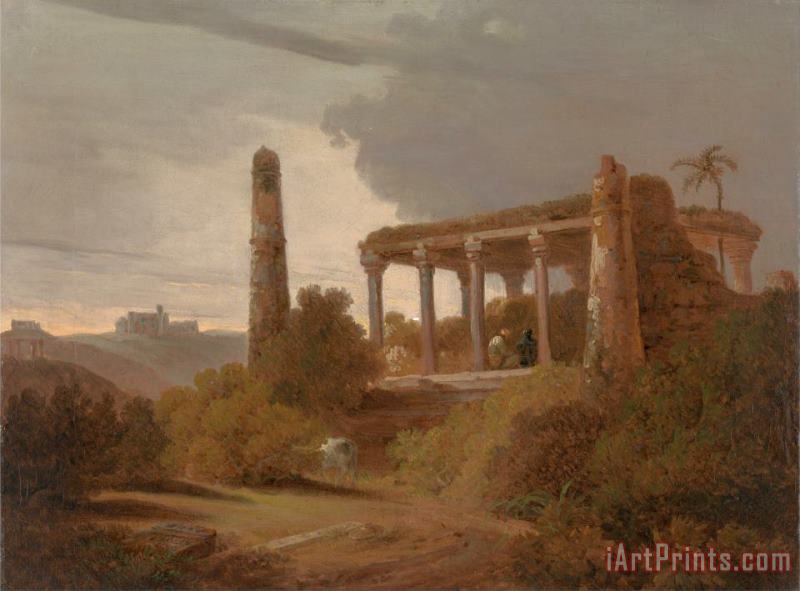 Thomas Daniell Indian Landscape with Temple Ruins Art Painting