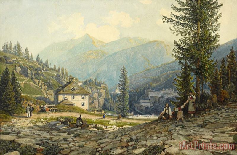 Thomas Ender View of The Residence of Archduke Johann in Gastein Hot Springs Art Painting