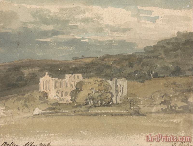 Rievaulx Abbey, Yorkshire painting - Thomas Girtin Rievaulx Abbey, Yorkshire Art Print