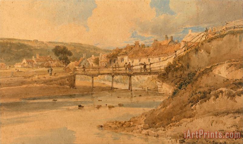 Sandsend, Yorkshire painting - Thomas Girtin Sandsend, Yorkshire Art Print