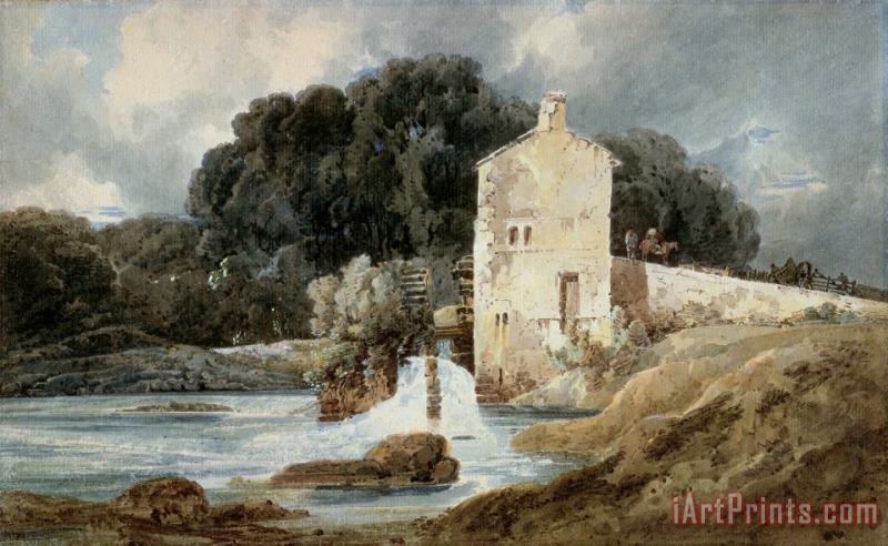 The Abbey Mill - Knaresborough painting - Thomas Girtin The Abbey Mill - Knaresborough Art Print