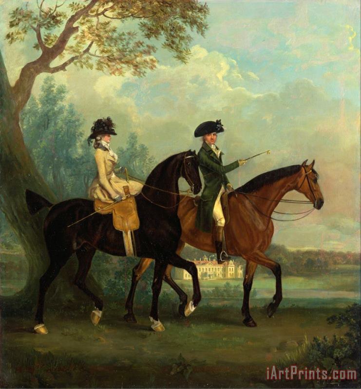 Marcia Pitt And Her Brother George Pitt, Later 2nd Baron Rivers, Riding in The Park at Stratfield Sa... painting - Thomas Gooch Marcia Pitt And Her Brother George Pitt, Later 2nd Baron Rivers, Riding in The Park at Stratfield Sa... Art Print