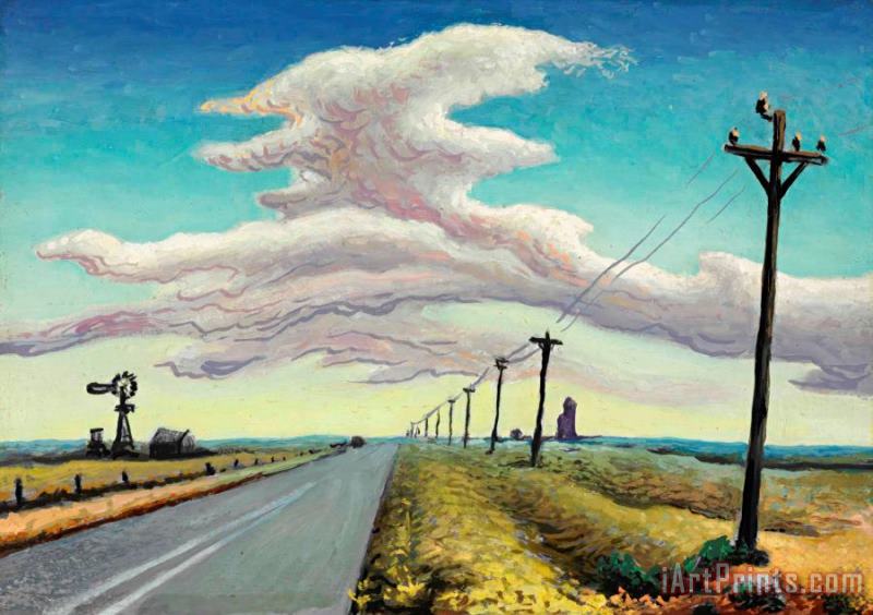 Texas Panhandle, Route #66 painting - Thomas Hart Benton Texas Panhandle, Route #66 Art Print