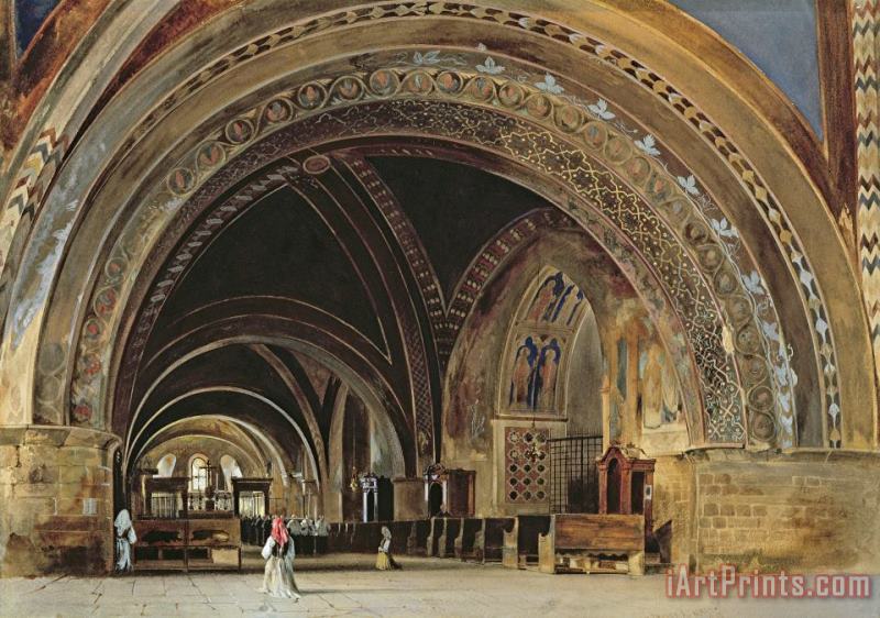 Thomas Hartley Cromek The Interior of the Lower Basilica of St. Francis of Assisi Art Print