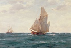 Thomas J Somerscales A Ketch and a Brigantine off the Coast painting