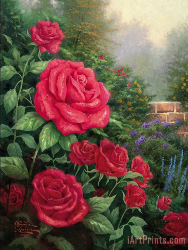 Thomas Kinkade A Perfect Red Rose Art Painting