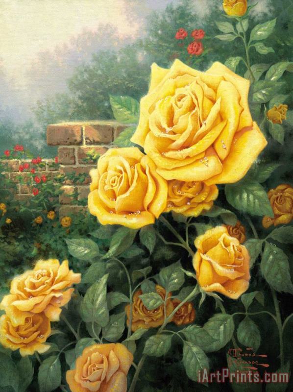 Thomas Kinkade A Perfect Yellow Rose Art Painting