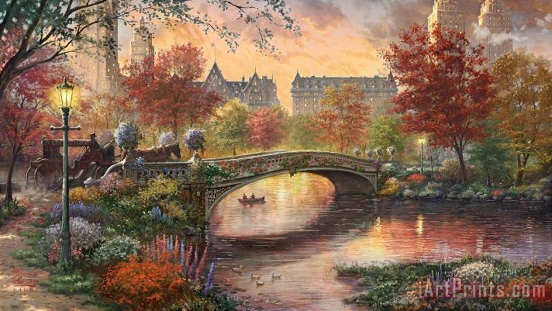 Autumn in New York painting - Thomas Kinkade Autumn in New York Art Print
