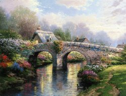 Thomas Kinkade Blossom Bridge painting
