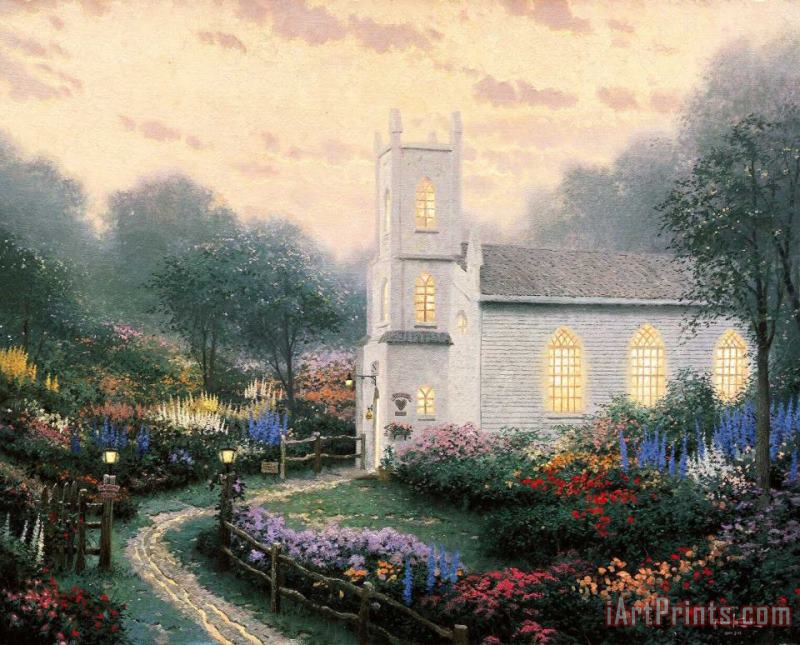 Blossom Hill Church painting - Thomas Kinkade Blossom Hill Church Art Print