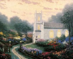 Thomas Kinkade Blossom Hill Church painting