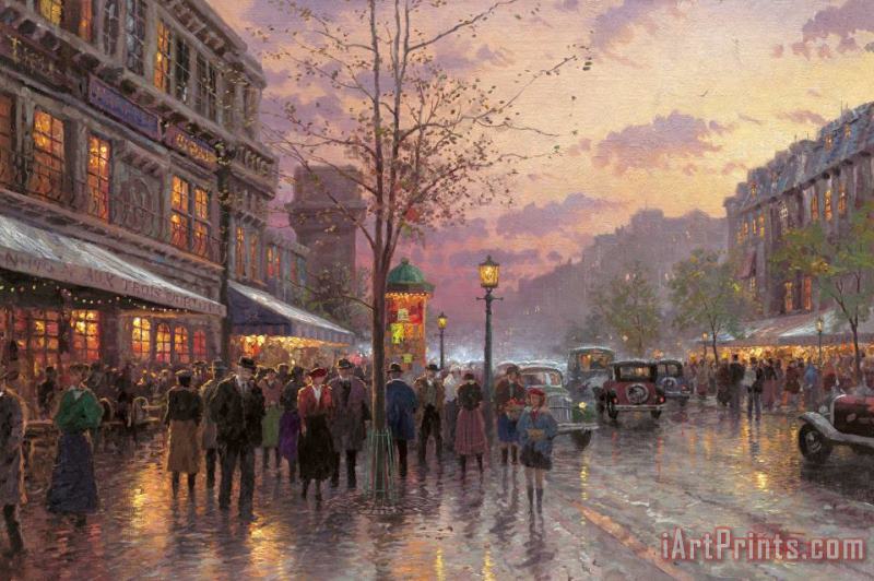 Thomas Kinkade Boulevard Lights, Paris Art Painting