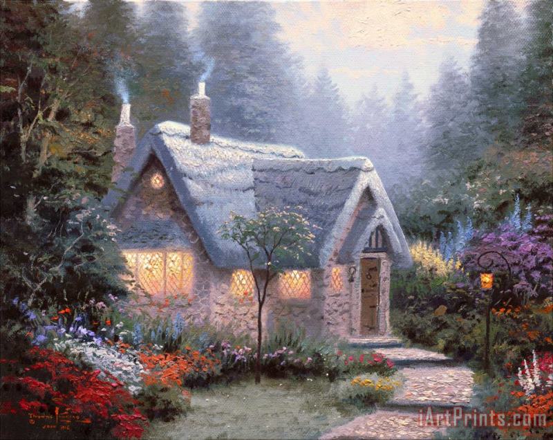 Thomas Kinkade Cedar Nook Cottage Art Painting