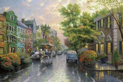 Thomas Kinkade Charleston, Sunset on Rainbow Row painting