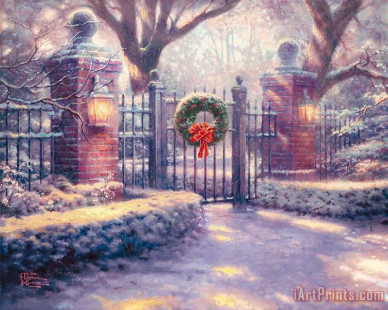 Thomas Kinkade Christmas Gate Art Painting